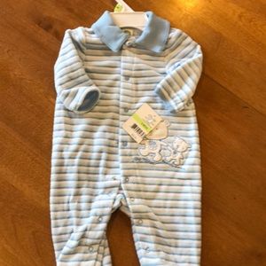 Little Me boys footed onepiece.